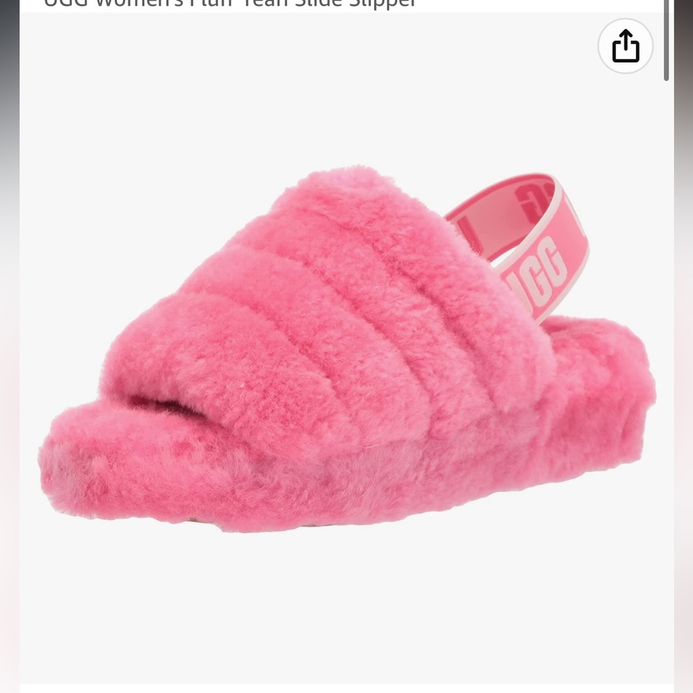 fluff teak slide slippers